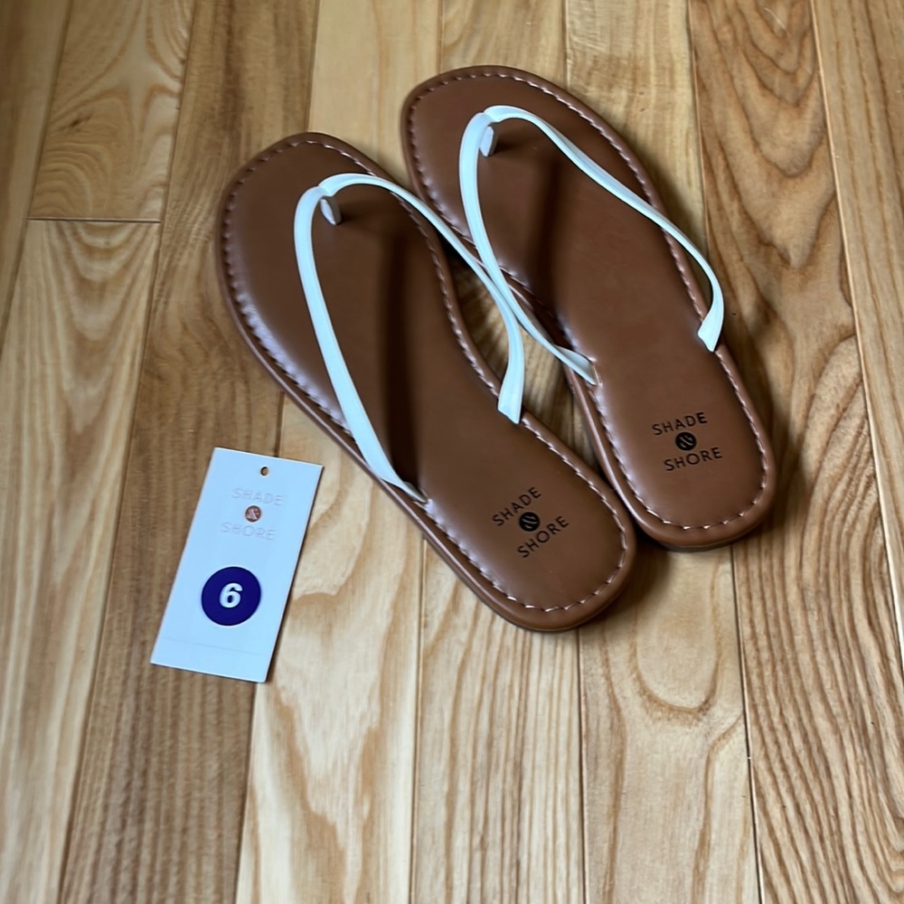 white target flip-flops